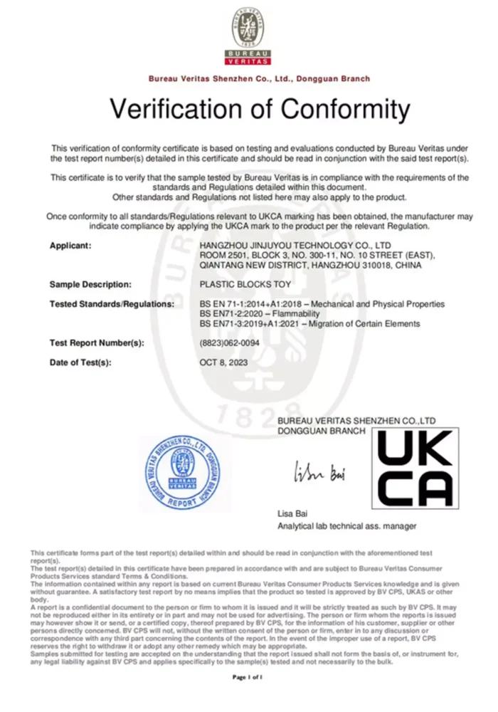 Verification of Conformity October 8, 2023