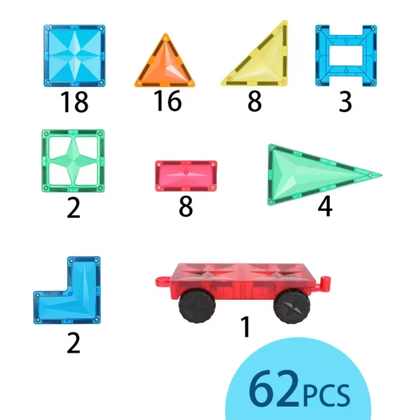 62 Pcs Premium Magnetic Tiles - Classic Series