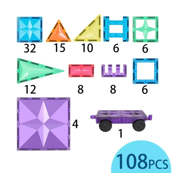 108 Pcs Premium Magnetic Tiles - Dream Castle Series