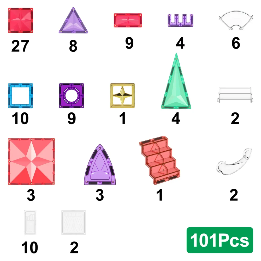 101Pcs Premium Magnetic Tiles - Candy Factory Series - Image 4
